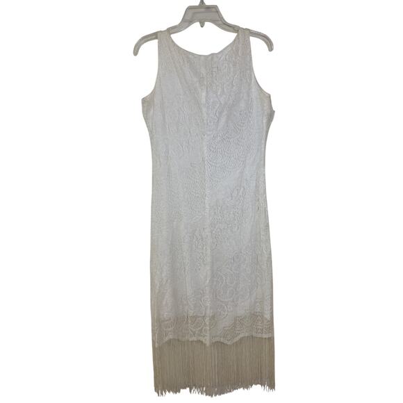 Vintage Y2K Breakin' Loose Size 13/14 White Lace Dress with Fringe Hem, Flapper - Picture 1 of 7